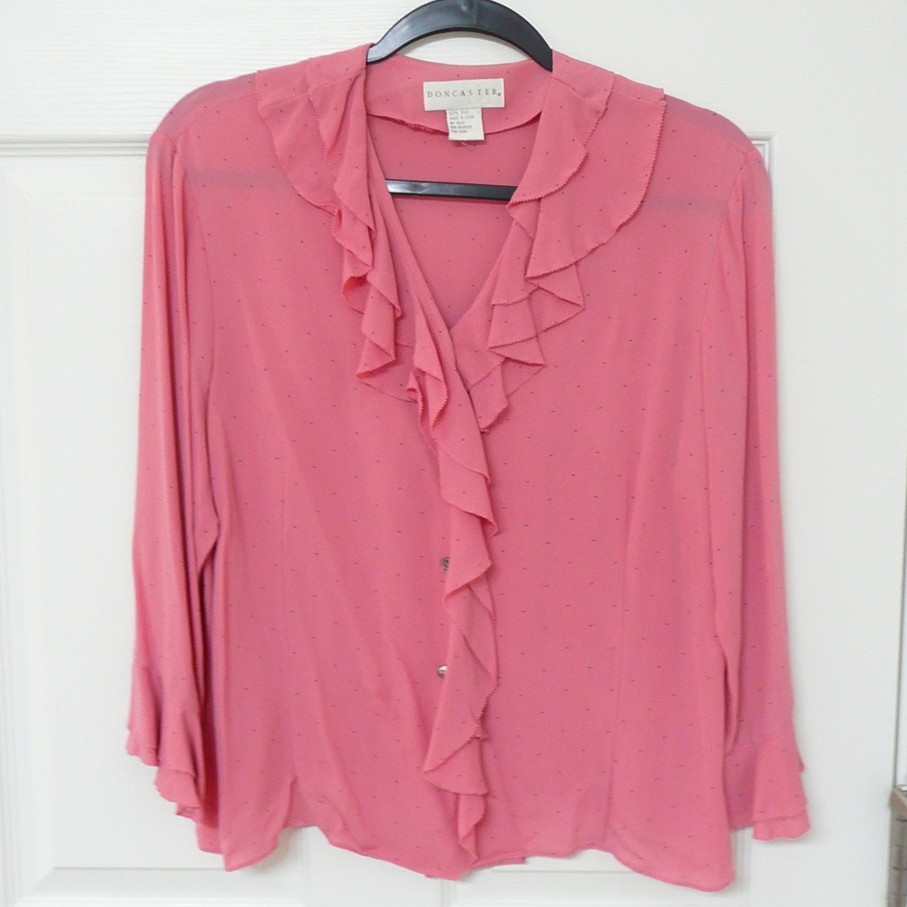 Doncaster Pink Career Blouse 100% silk size M